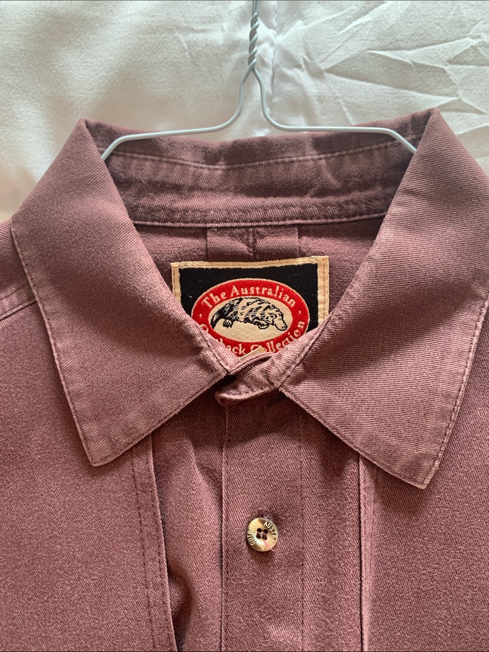 Australian Outback Collection Plum colored Button Down Men’s Large Eastern Fnaws - Picture 10 of 12